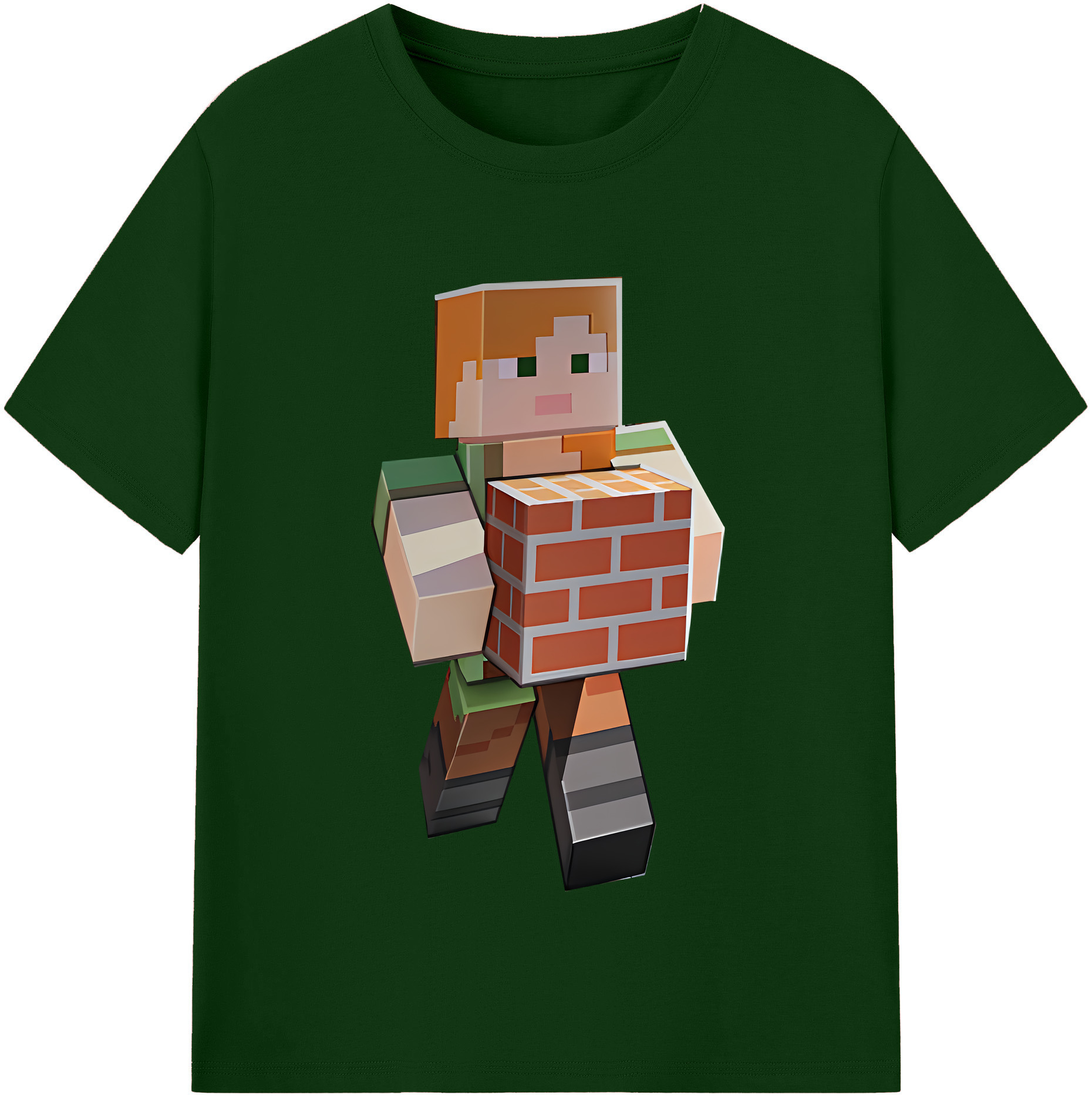 （画像用） マインクラフト ブロックの世界 Minecraft MC Block world 綿100％半袖Tシャツ（フロントプリント）